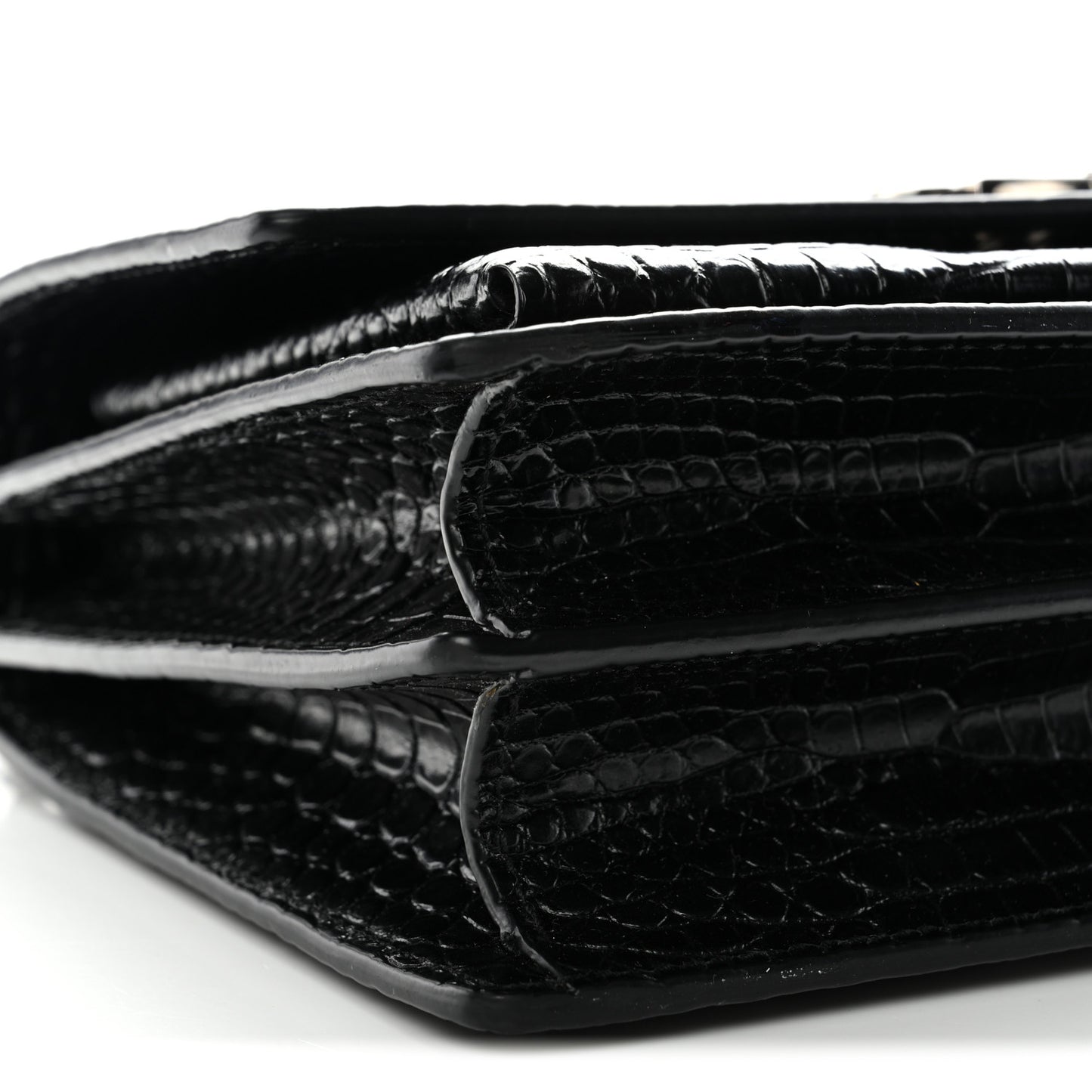 Calfskin Crocodile Embossed Medium Monogram Sunset Black