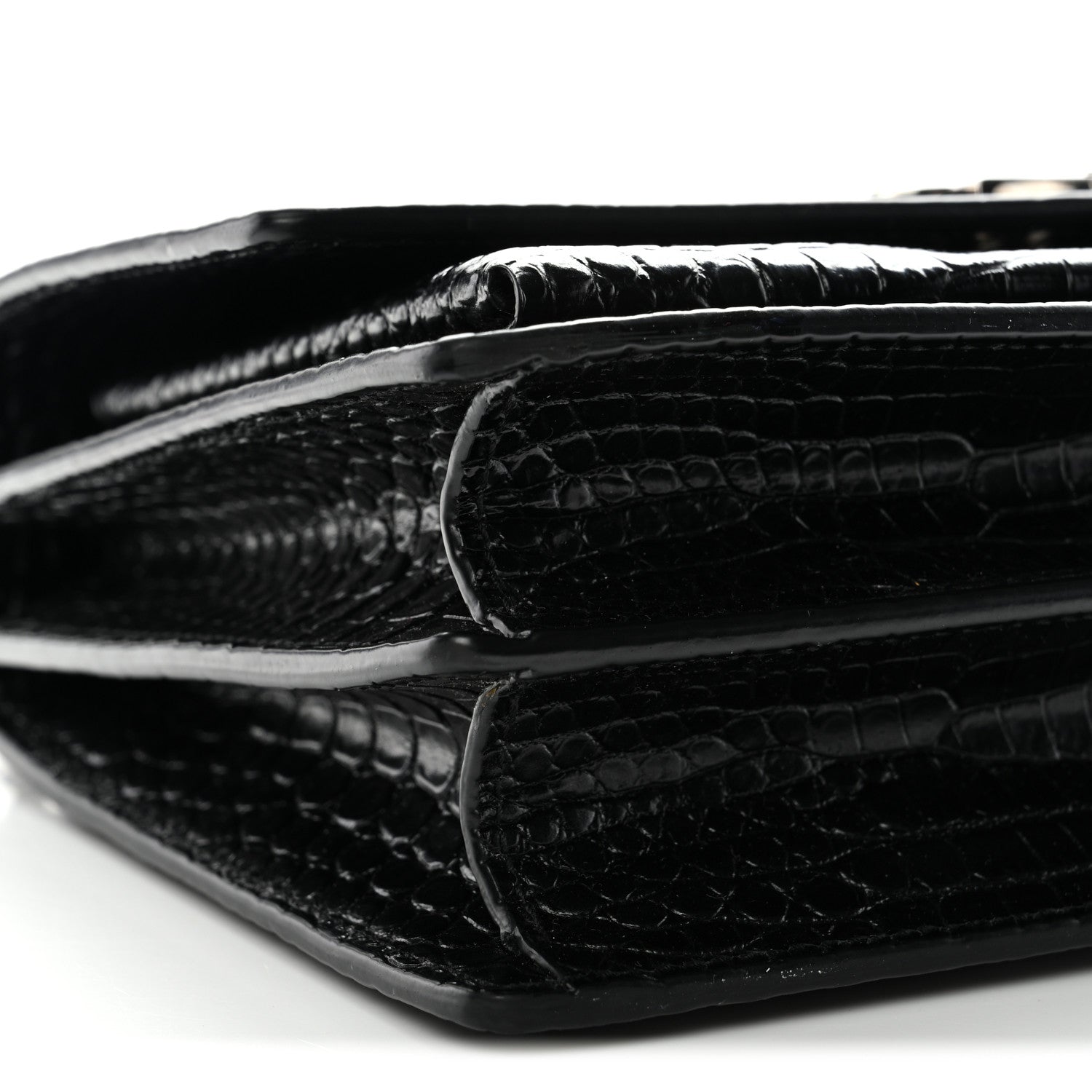 Saint Laurent Calfskin Crocodile Embossed Medium Monogram Sunset Black 9 of 11