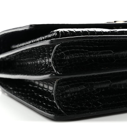 Saint Laurent Calfskin Crocodile Embossed Medium Monogram Sunset Black 9 of 11