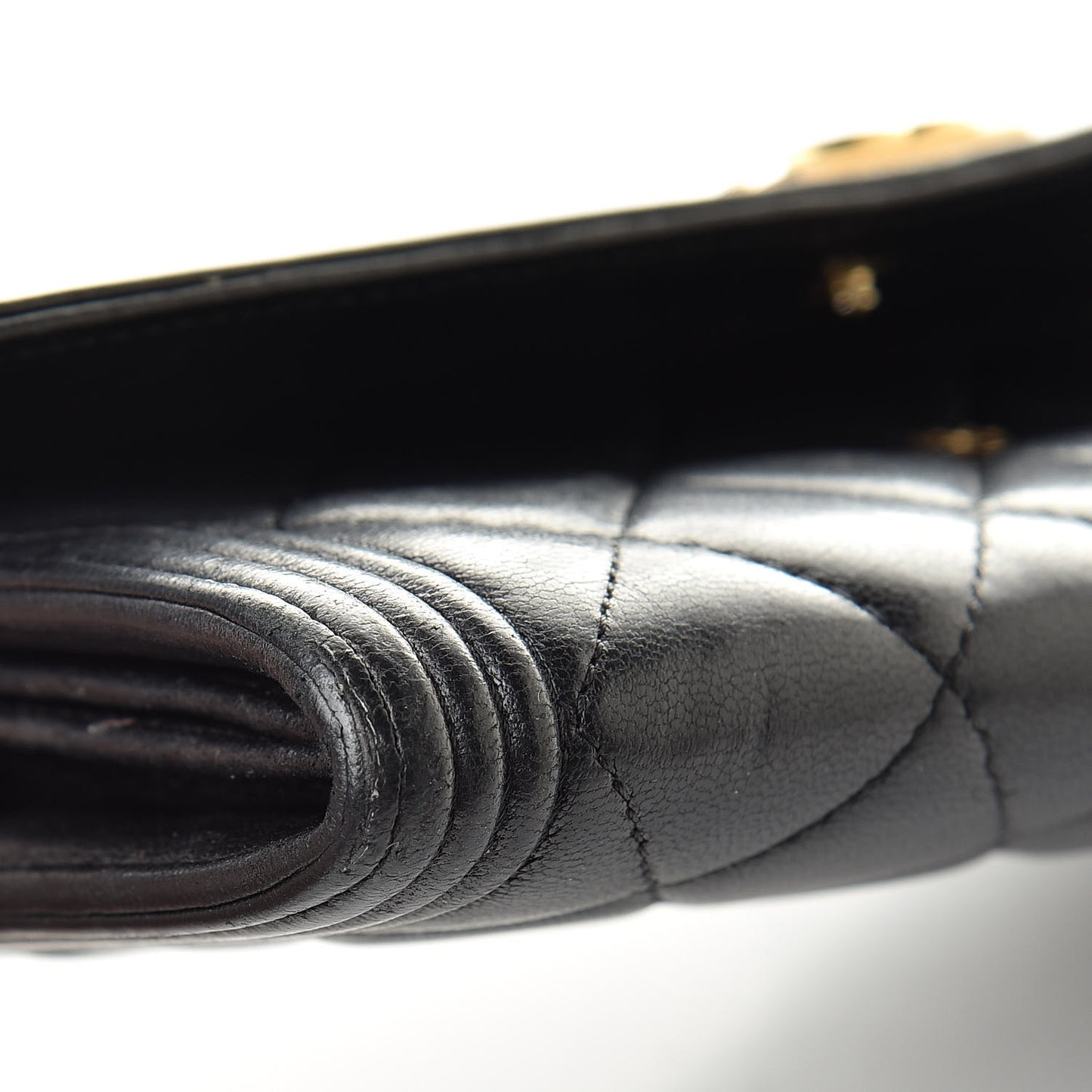 Lambskin Quilted Boy Flap Wallet Black