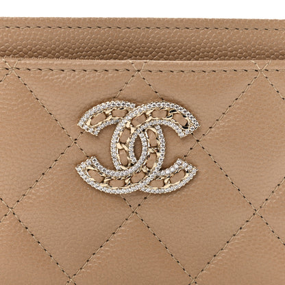 Chanel Caviar Quilted Crystal Card Holder Beige 9 of 10
