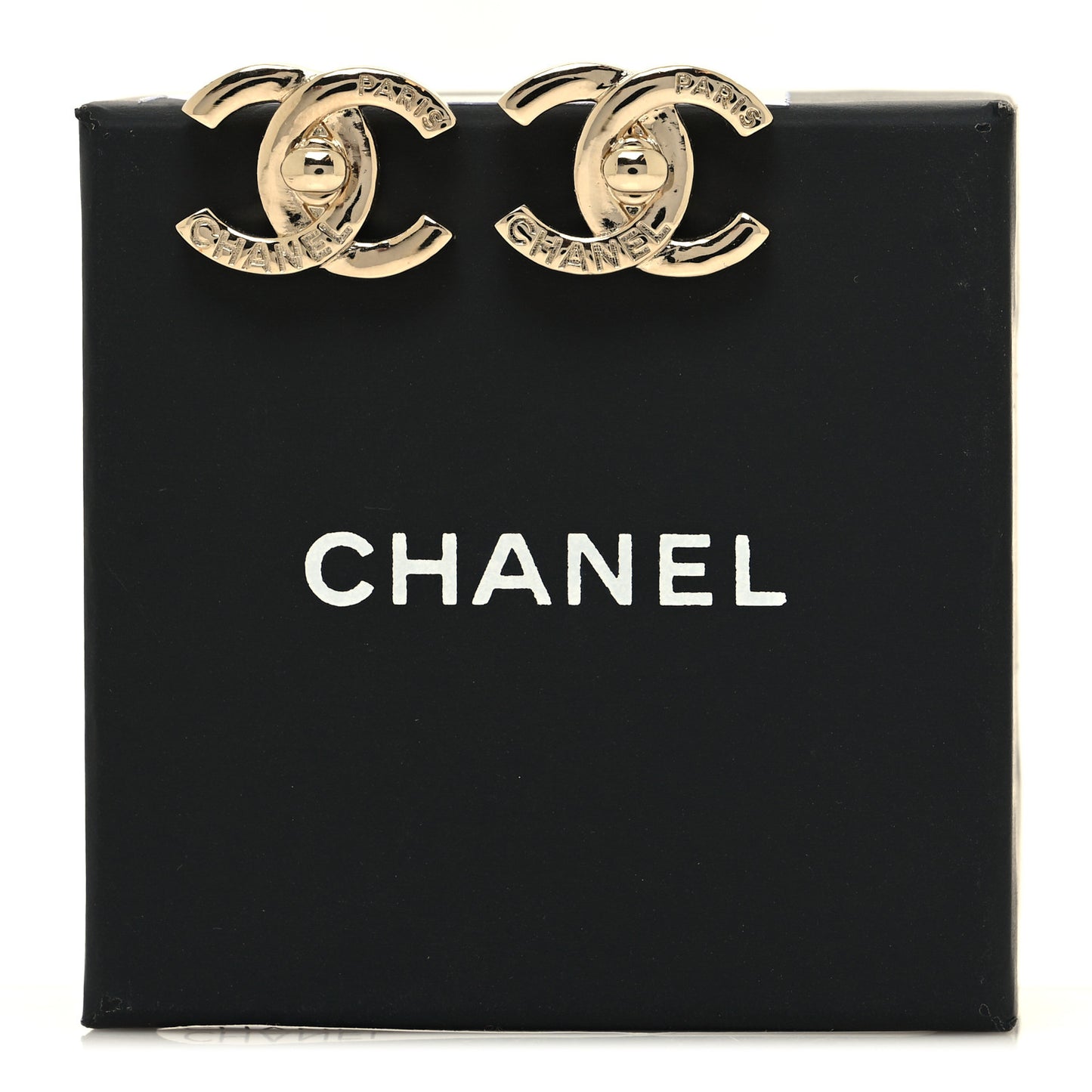 Metal Logo CC Turnlock Earrings Gold