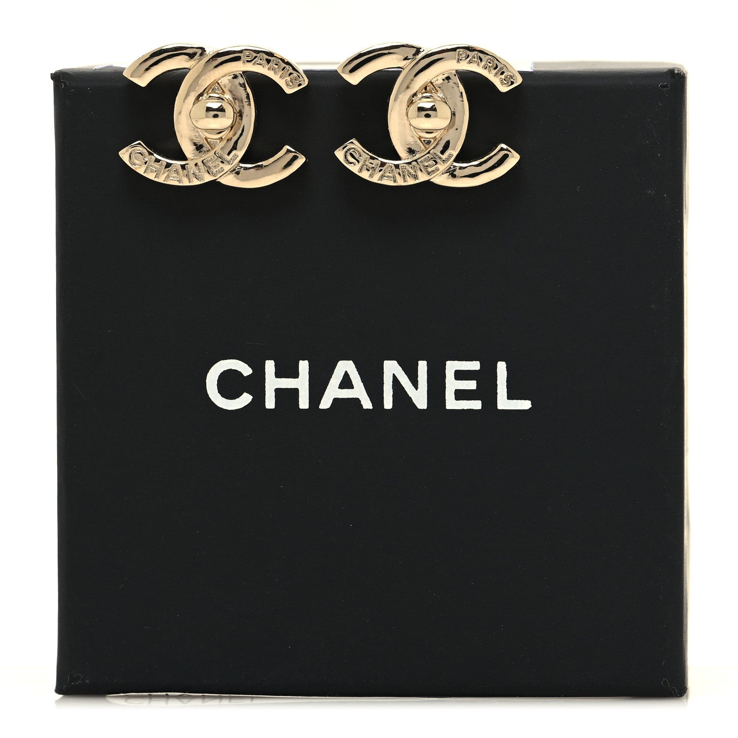 Chanel Metal Logo CC Turnlock Earrings Gold 5 of 5
