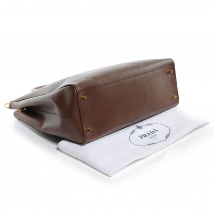 Prada Saffiano Lux Large Double Zip Tote Cacao 3 of 8