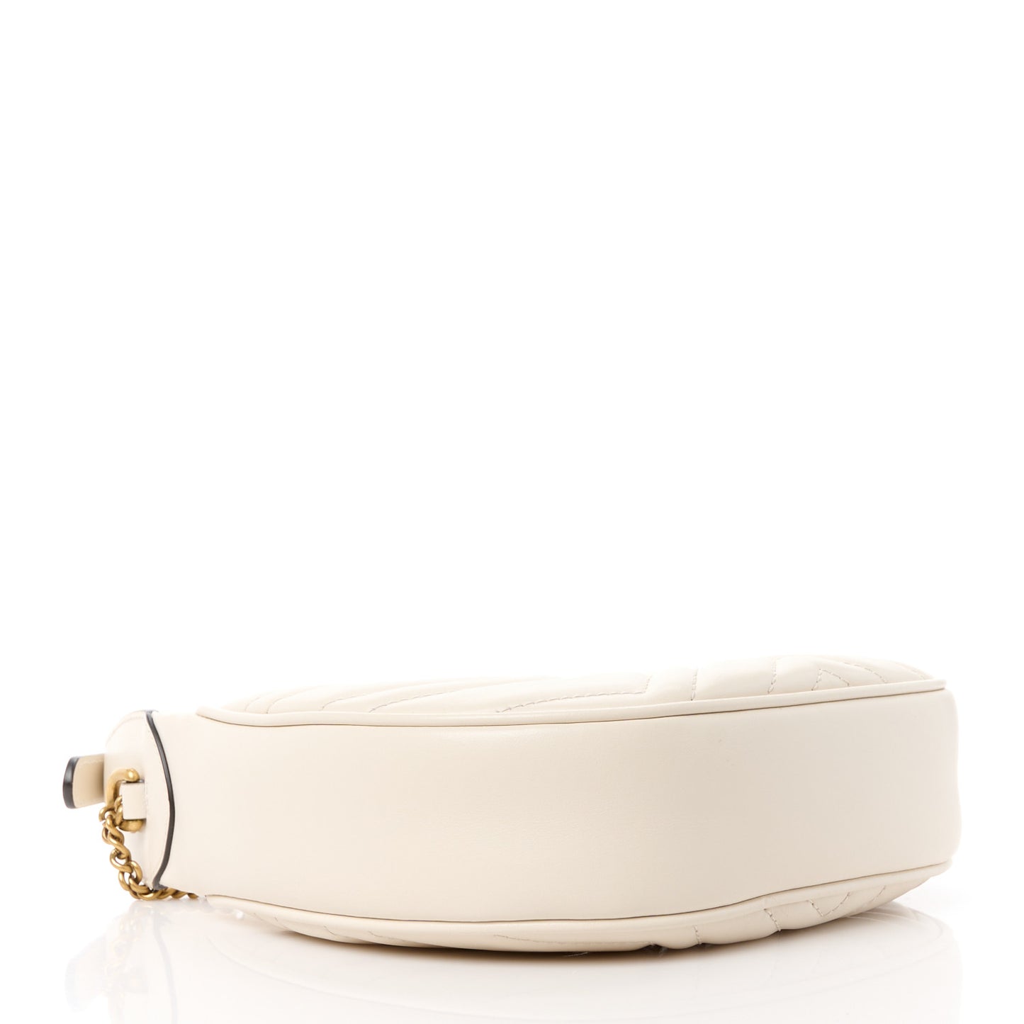 Calfskin Matelasse Chevron Mini GG Marmont Half Moon Hobo Mystic White