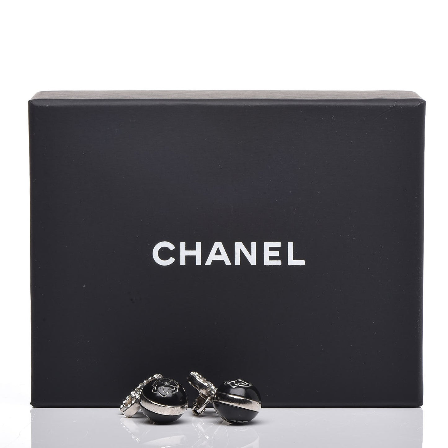 Crystal CC Camellia Drop Clip On Earrings