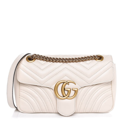 Gucci Calfskin Matelasse Small GG Marmont Shoulder Bag White 1 of 7