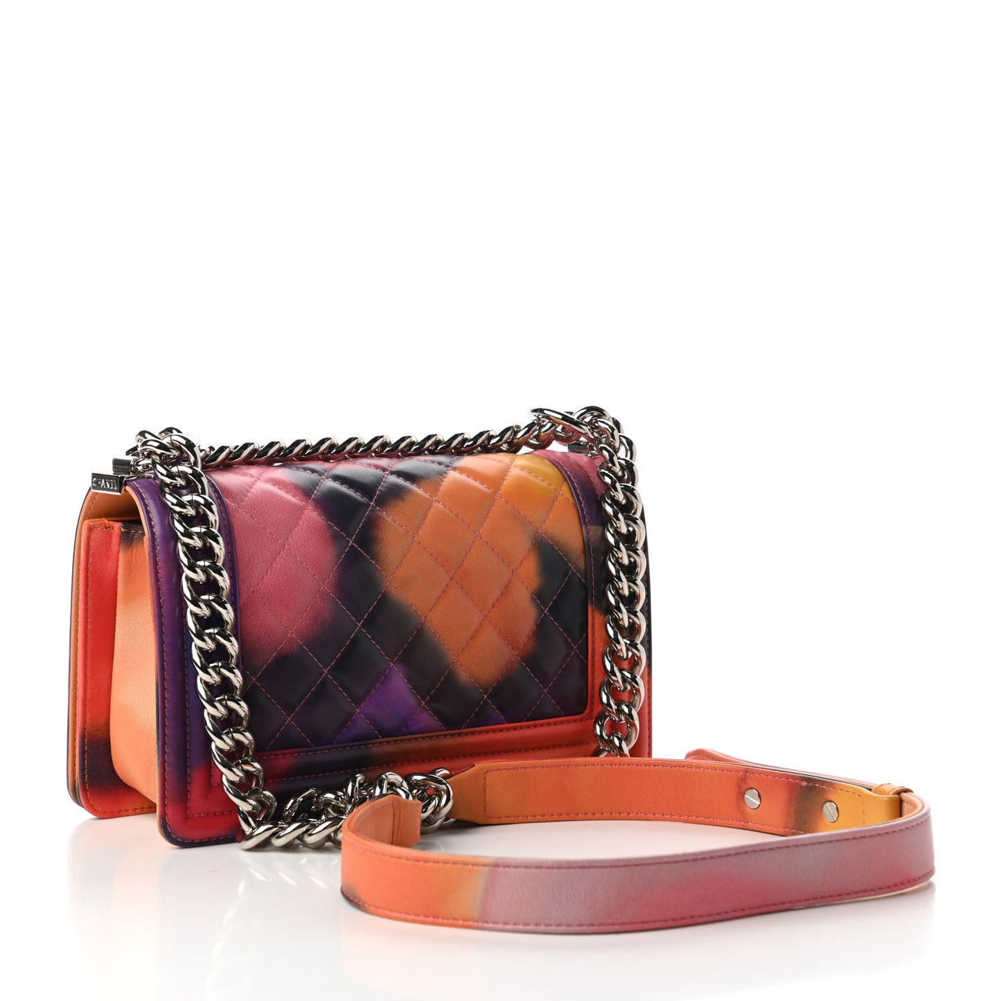Lambskin Quilted Small Flower Power Boy Flap Multicolor