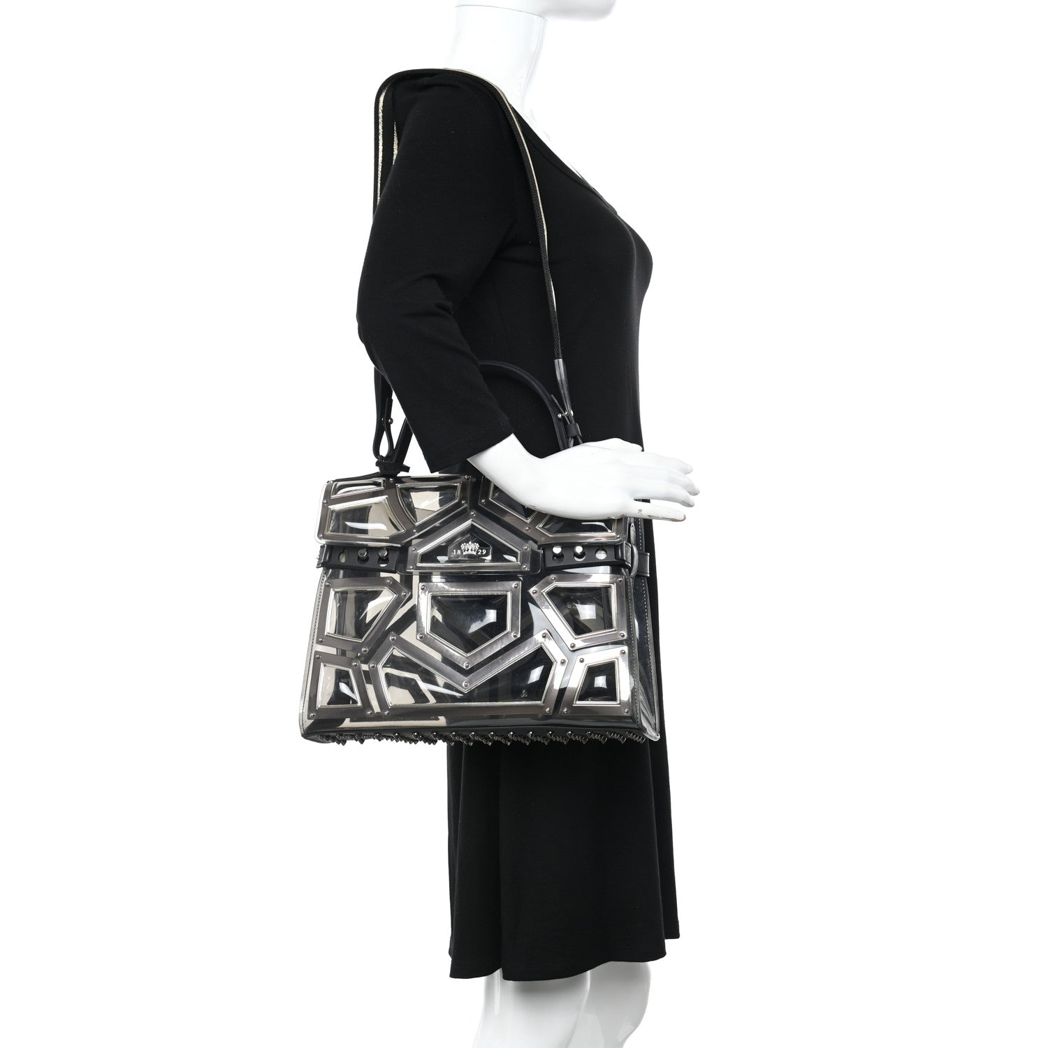 Delvaux Vinyl Gladiator Tempete Satchel Antique Silver Gold 2 of 10