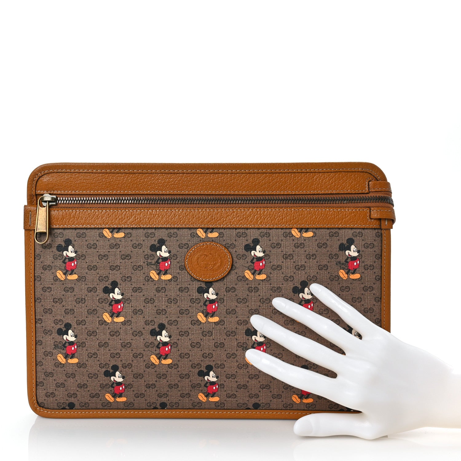Gucci X DISNEY Mini Vintage GG Supreme Monogram Mickey Mouse Documents Holder Beige Vintage Sun Oil 2 of 8