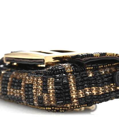 Fendi Crystal Vitello King FF Beaded Nano Maxi Buckle Baguette Charm Moro Black 10 of 12