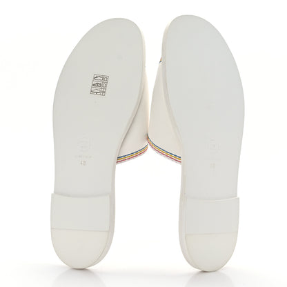 Chanel Calfskin Embroidered CC Sandal Mule 40 White 5 of 8