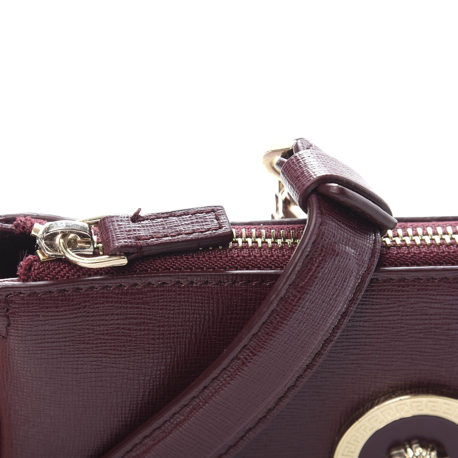 Versace Saffiano Medusa Tribute Shoulder Bag Burgundy 10 of 10