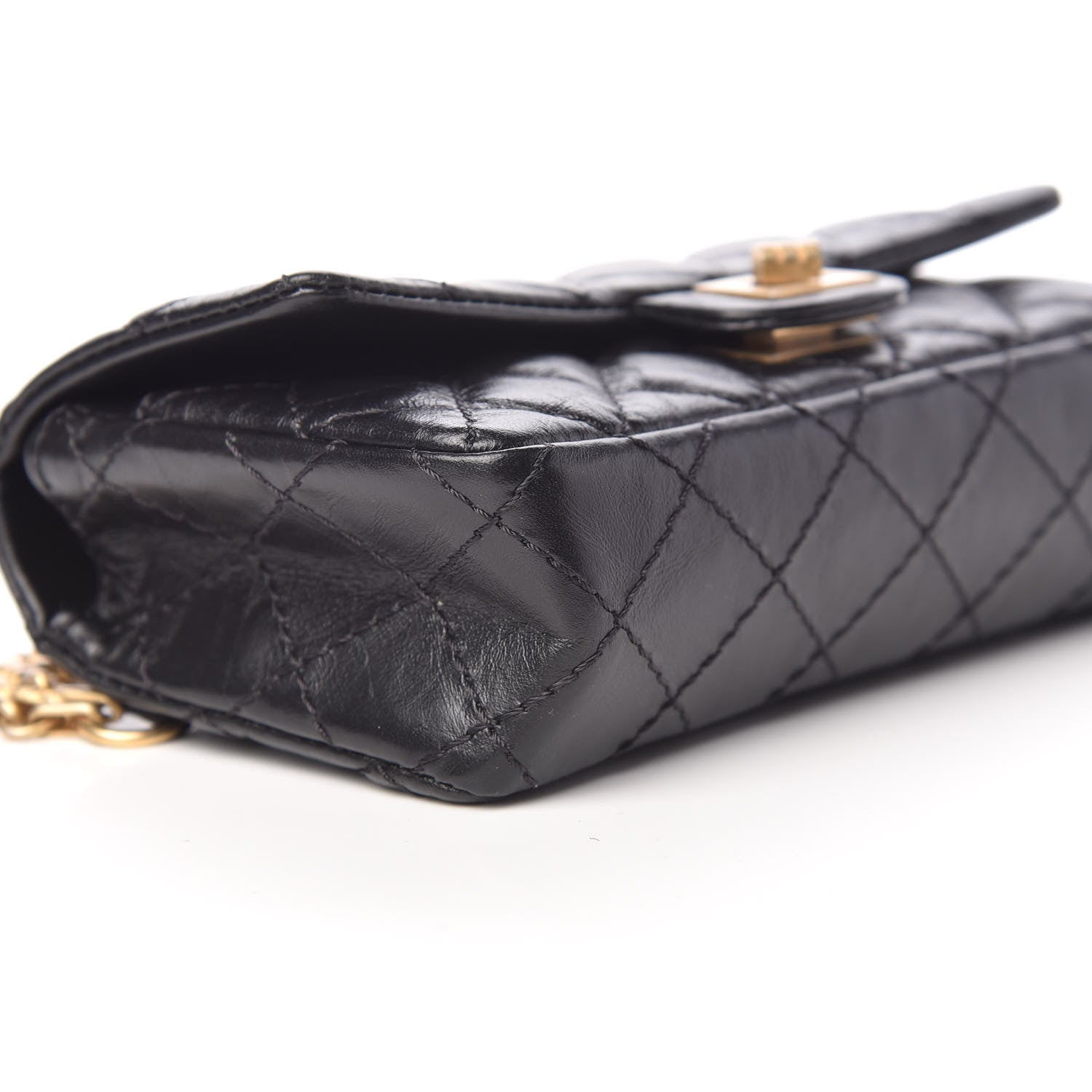 Chanel Aged Calfskin Quilted 2.55 Reissue Flap Belt Bag Black 8 of 10