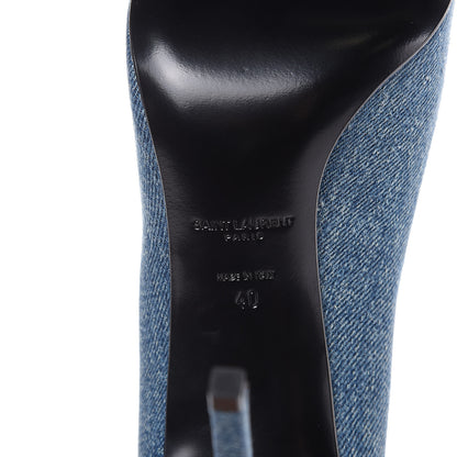 Saint Laurent Denim Classic Paris Escarpin V 105 Skinny Pumps 40 Light Blue 6 of 8