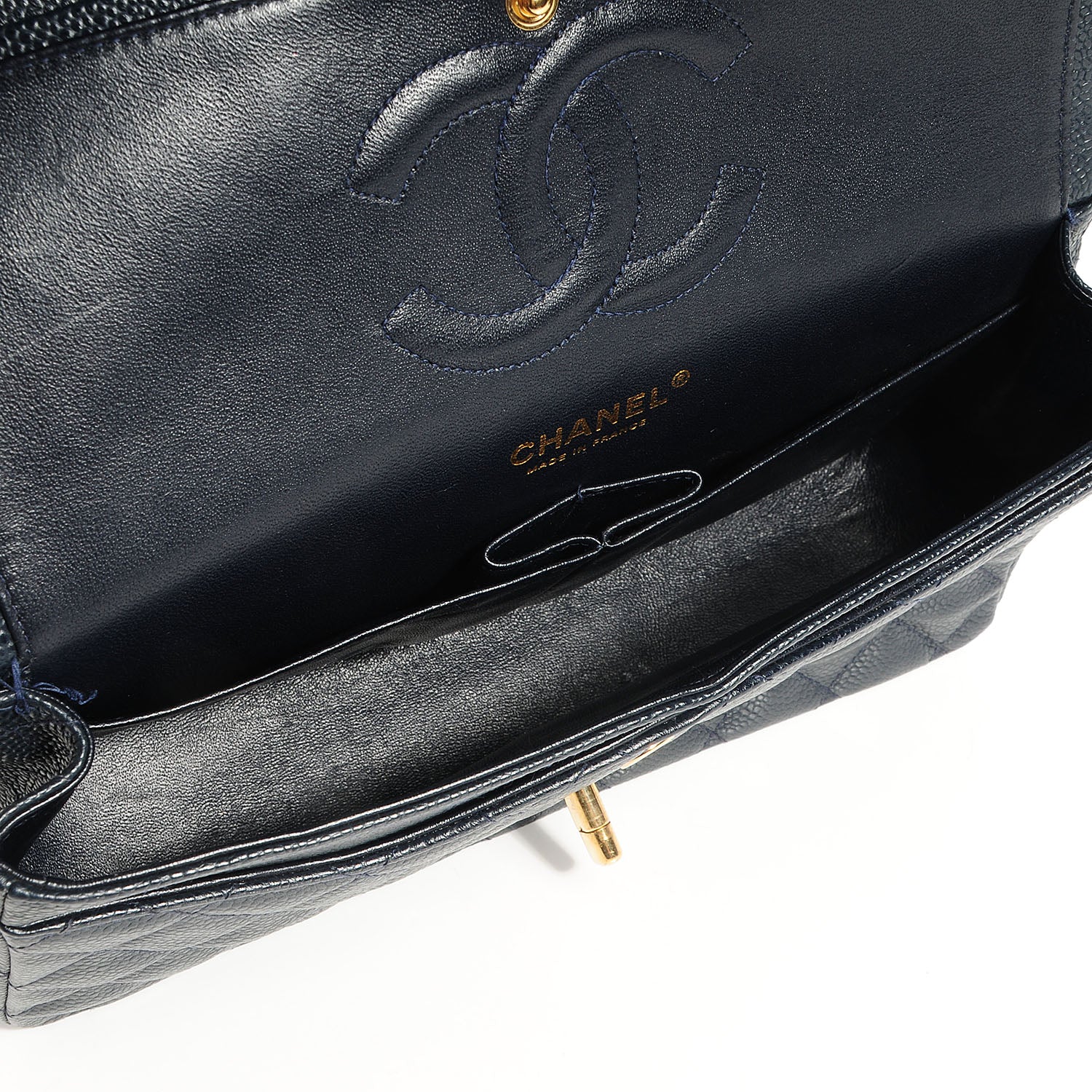 Chanel Caviar Medium Double Flap Navy Blue 5 of 8