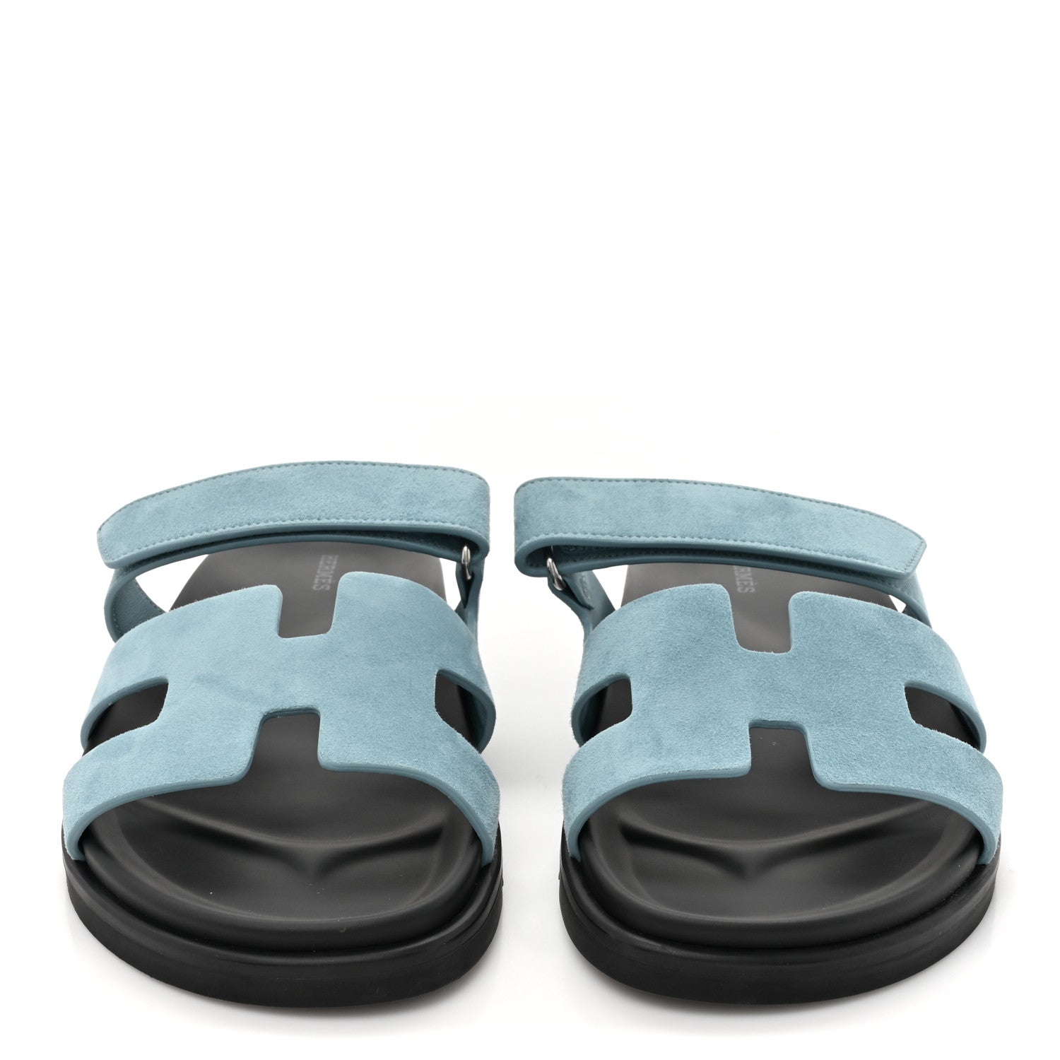Hermes Suede Goatskin Womens Chypre Sandals 40 Bleu Mineral 2 of 9