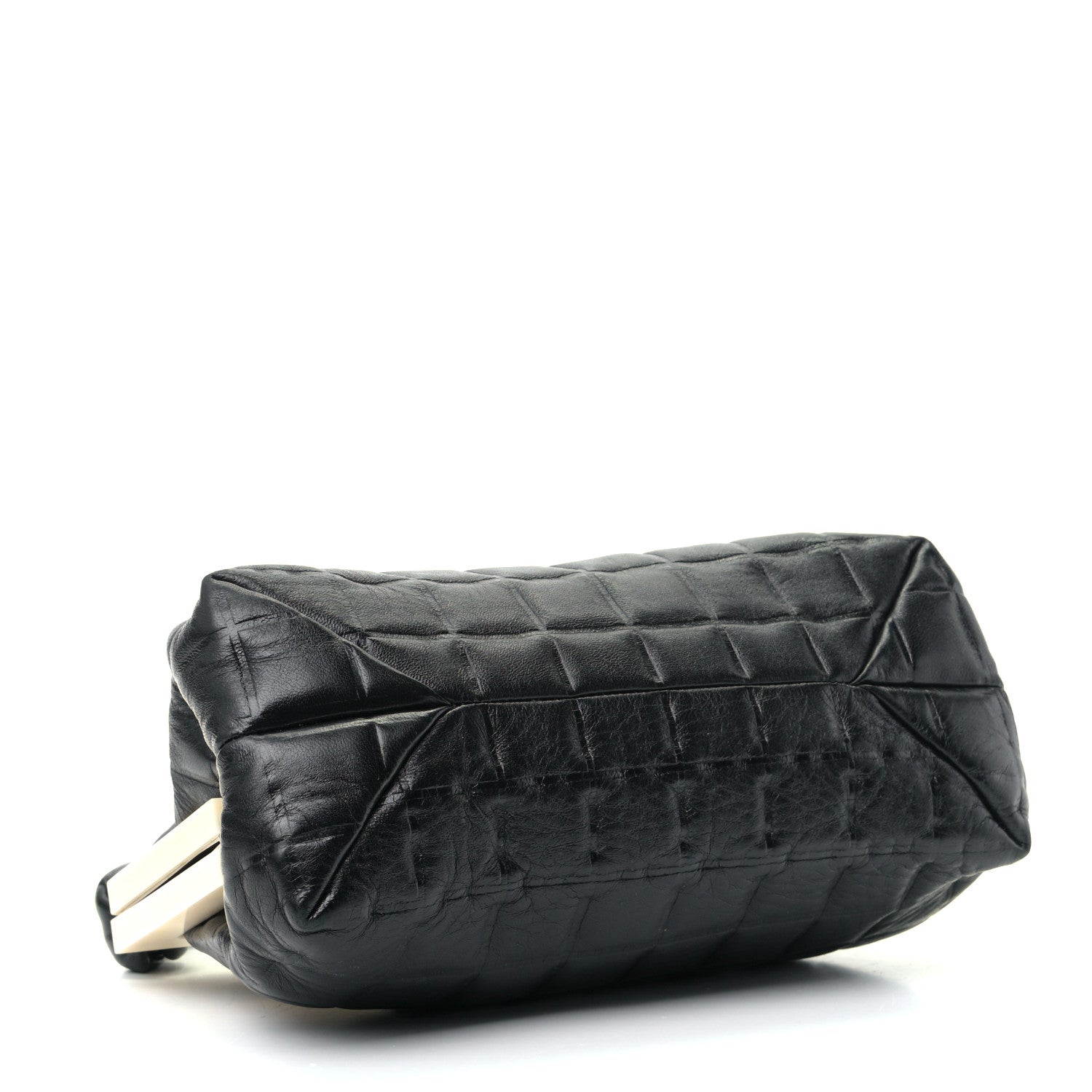 Chanel Lambskin Chocolate Bar Quilted Frame Shoulder Bag Black 3 of 5
