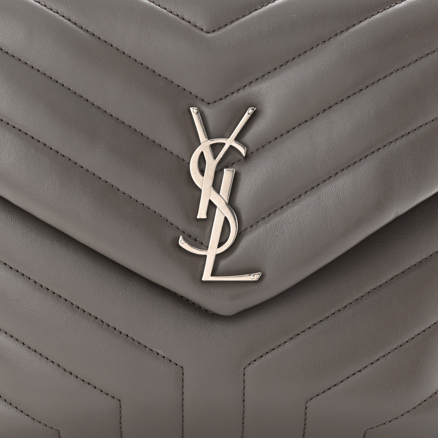 Saint Laurent Calfskin Y Quilted Monogram Medium Loulou Chain Satchel Earth 8 of 10