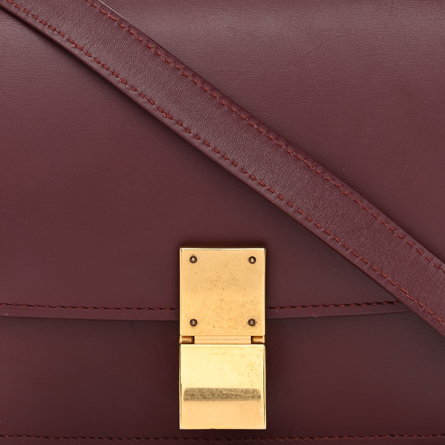 Celine Box Calfskin Small Classic Box Flap Bag Burgundy 8 of 13
