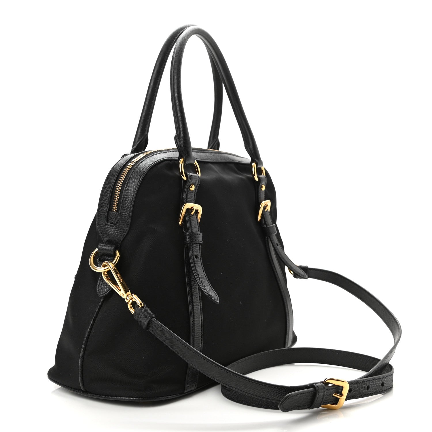 Prada Tessuto Nylon Saffiano Tote Black 2 of 9