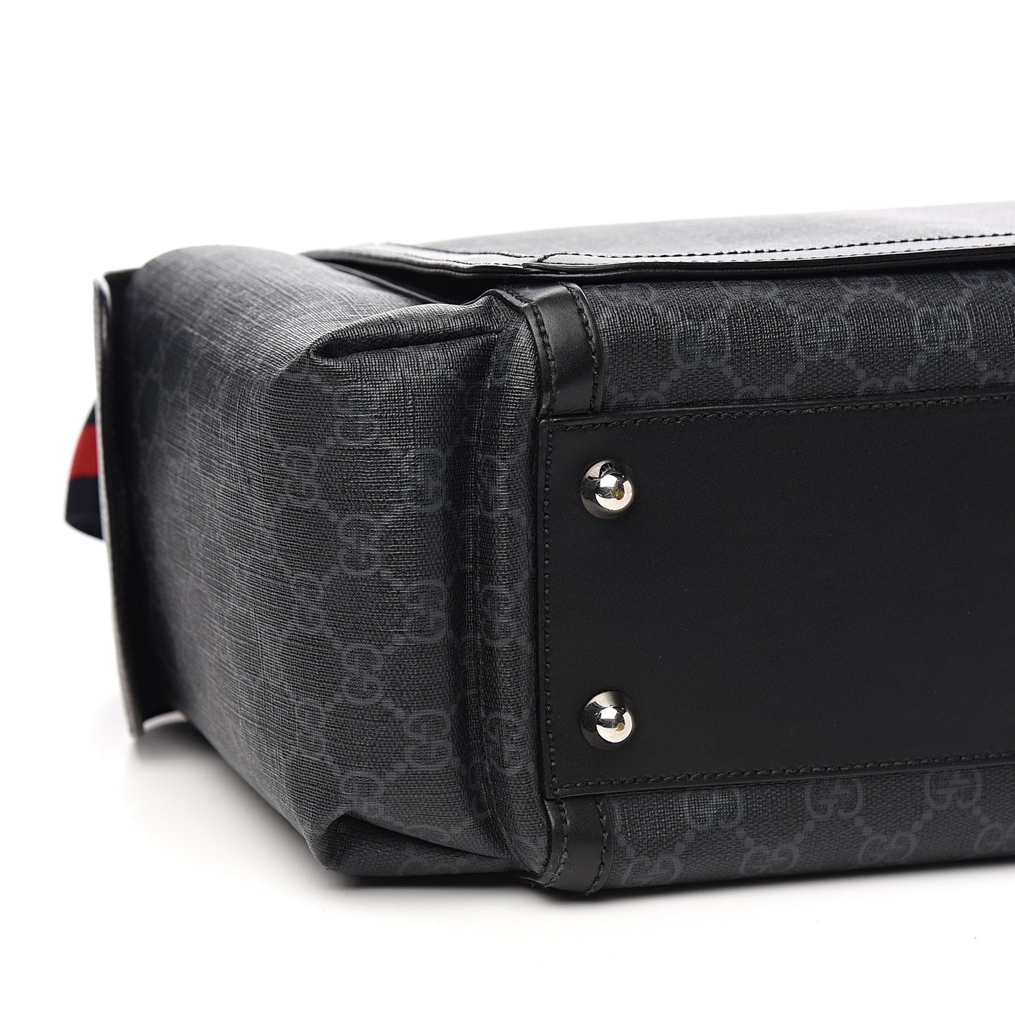 GG Supreme Monogram Web Messenger Diaper Bag Black Grey