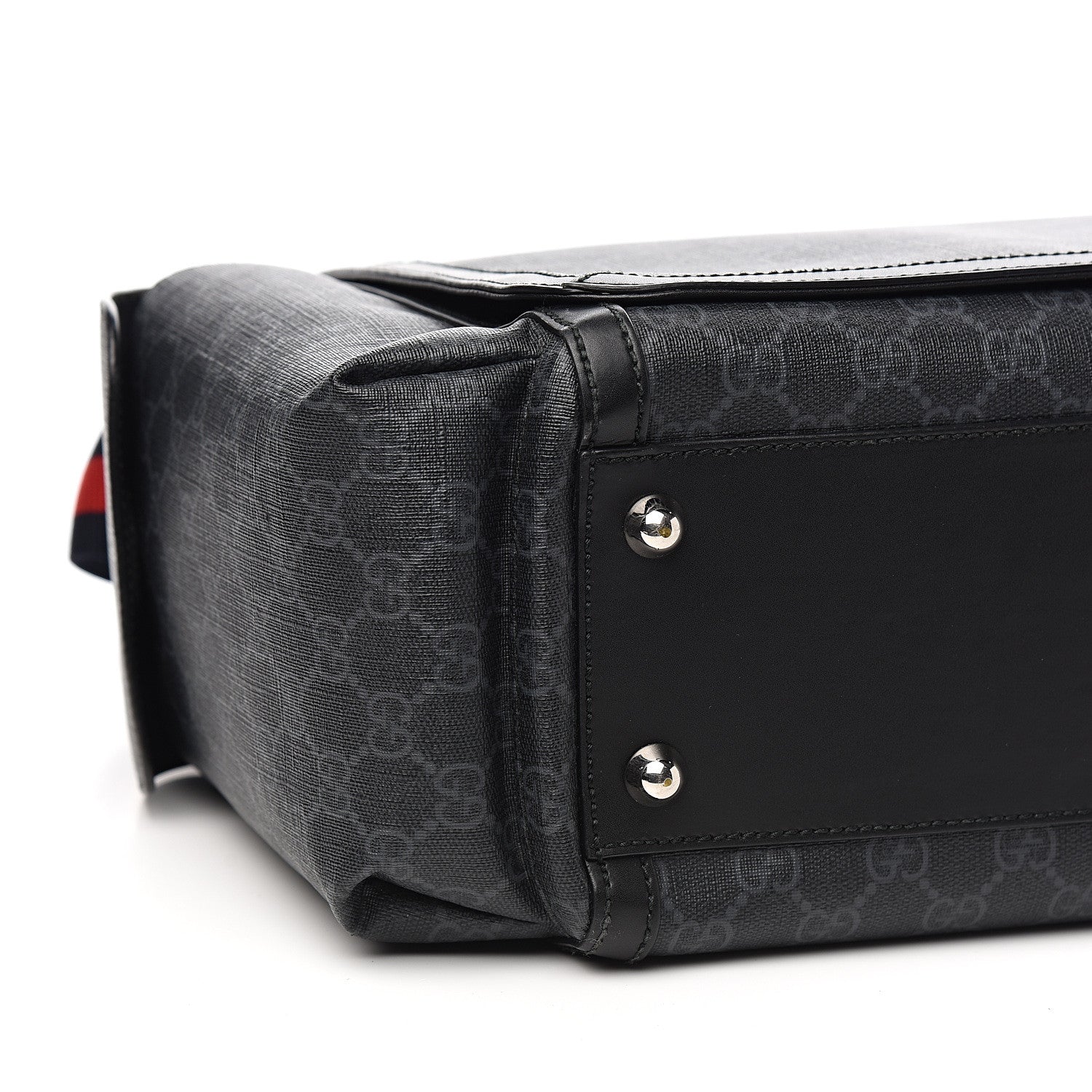 Gucci GG Supreme Monogram Web Messenger Diaper Bag Black Grey 7 of 9