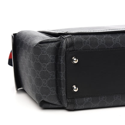 Gucci GG Supreme Monogram Web Messenger Diaper Bag Black Grey 7 of 9