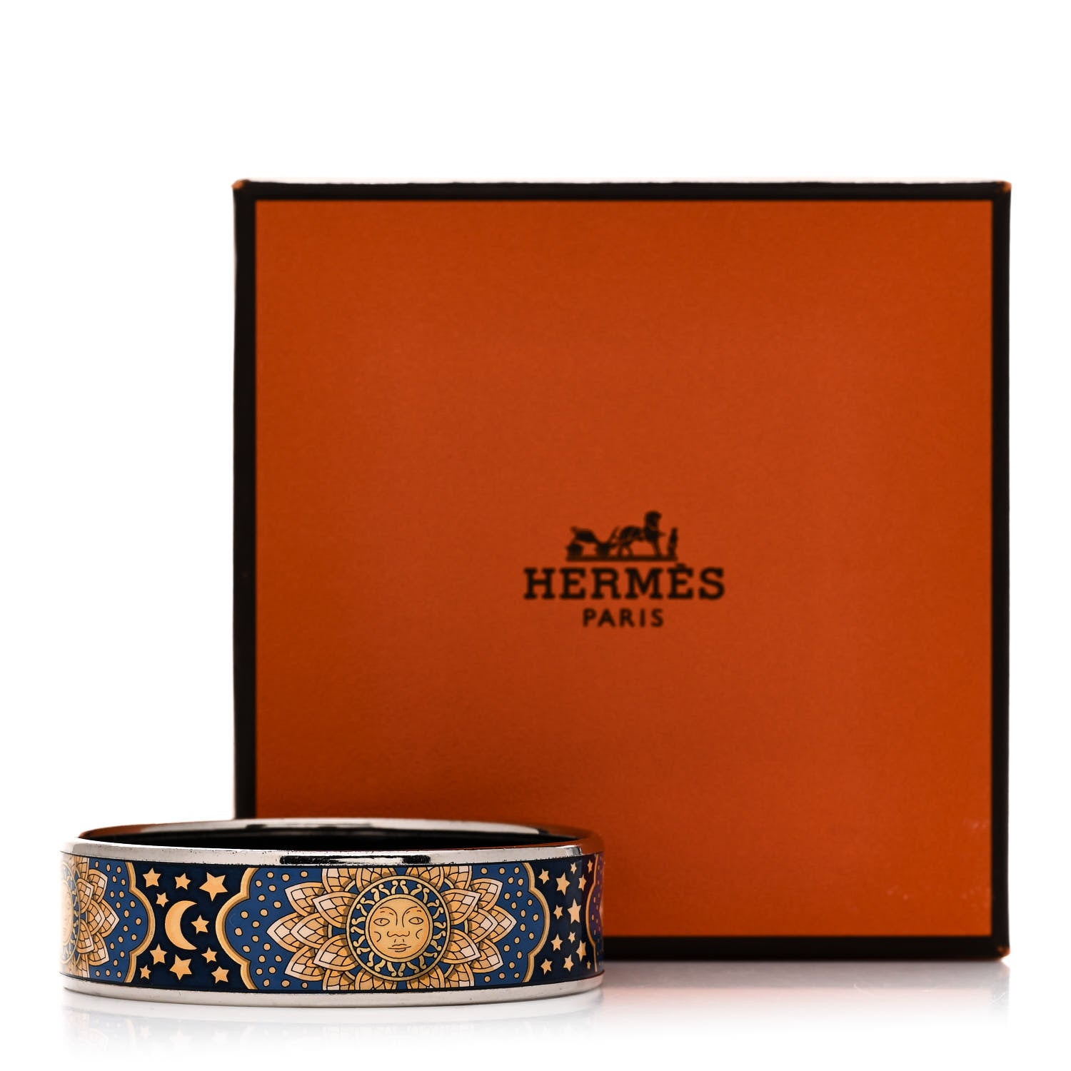 Hermes Enamel Printed Wide Sun Moon Stars Bracelet 70 6 of 6