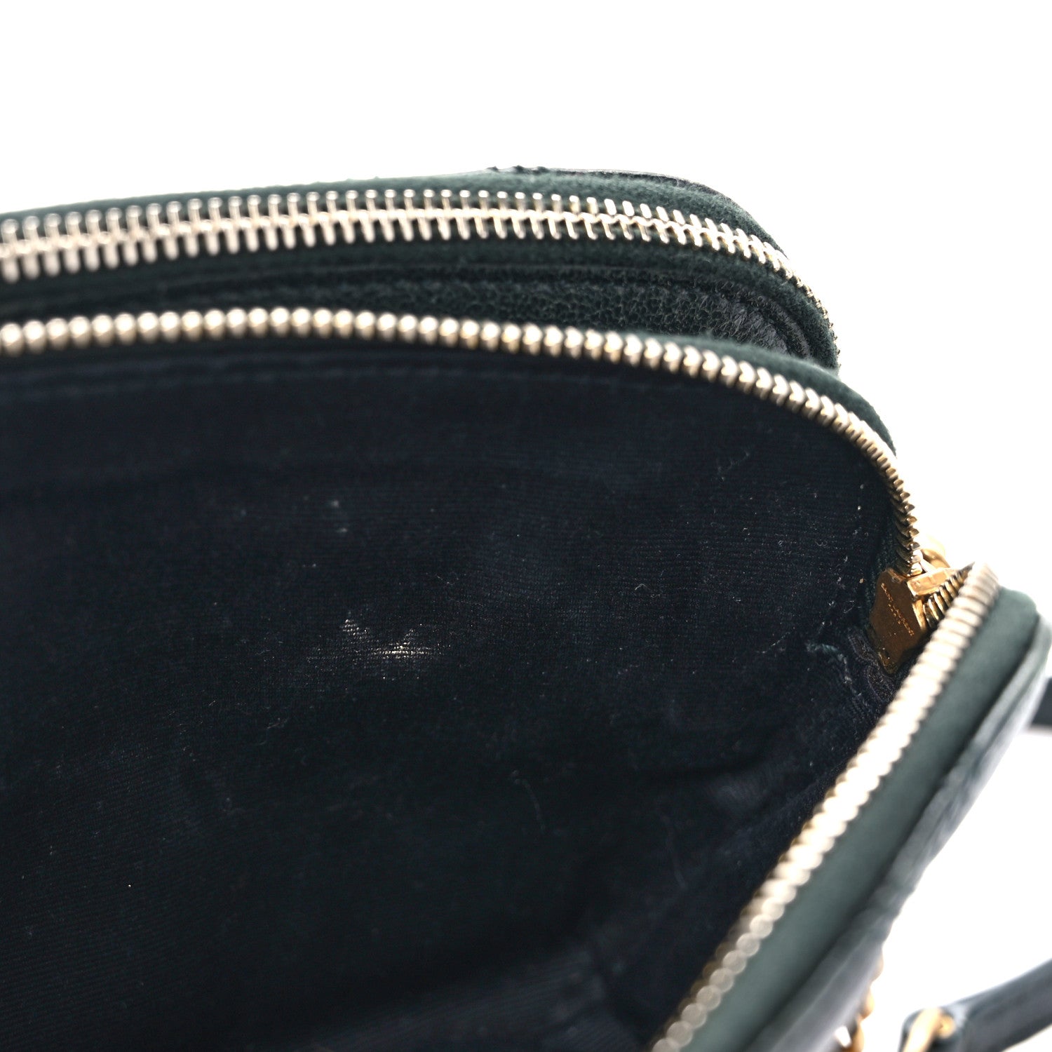 Saint Laurent Grained Lambskin Quilted Mini Becky Double Zip Bag Dark Green 11 of 11