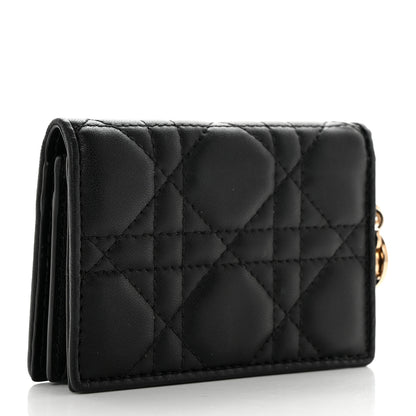 Christian Dior Lambskin Cannage Small Lady Dior Flap Card Holder Black 3 of 9