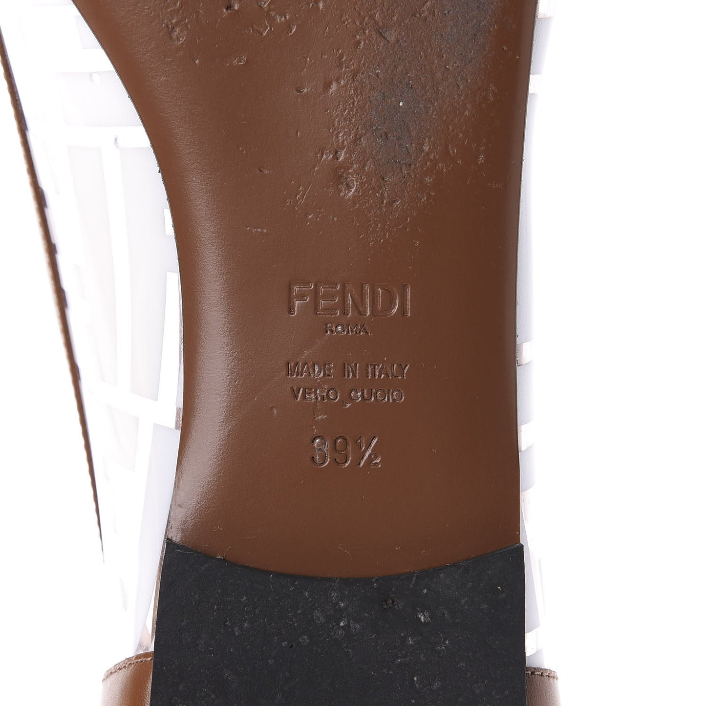 PVC Calfskin FF Colibri Ballerina Flats 39.5 White Cuoio