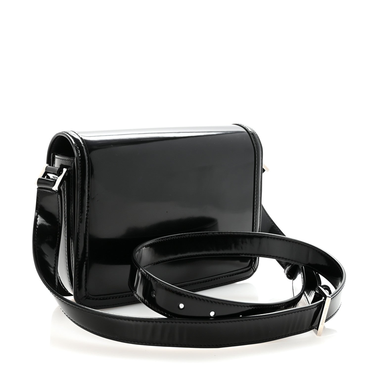 Saint Laurent Glazed Calfskin Monogram Medium Solferino Satchel Black 2 of 9