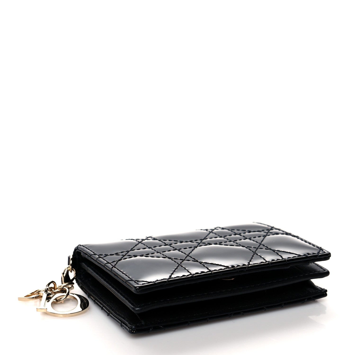 Christian Dior Patent Cannage Small Lady Dior Flap Card Holder Black 4 of 8