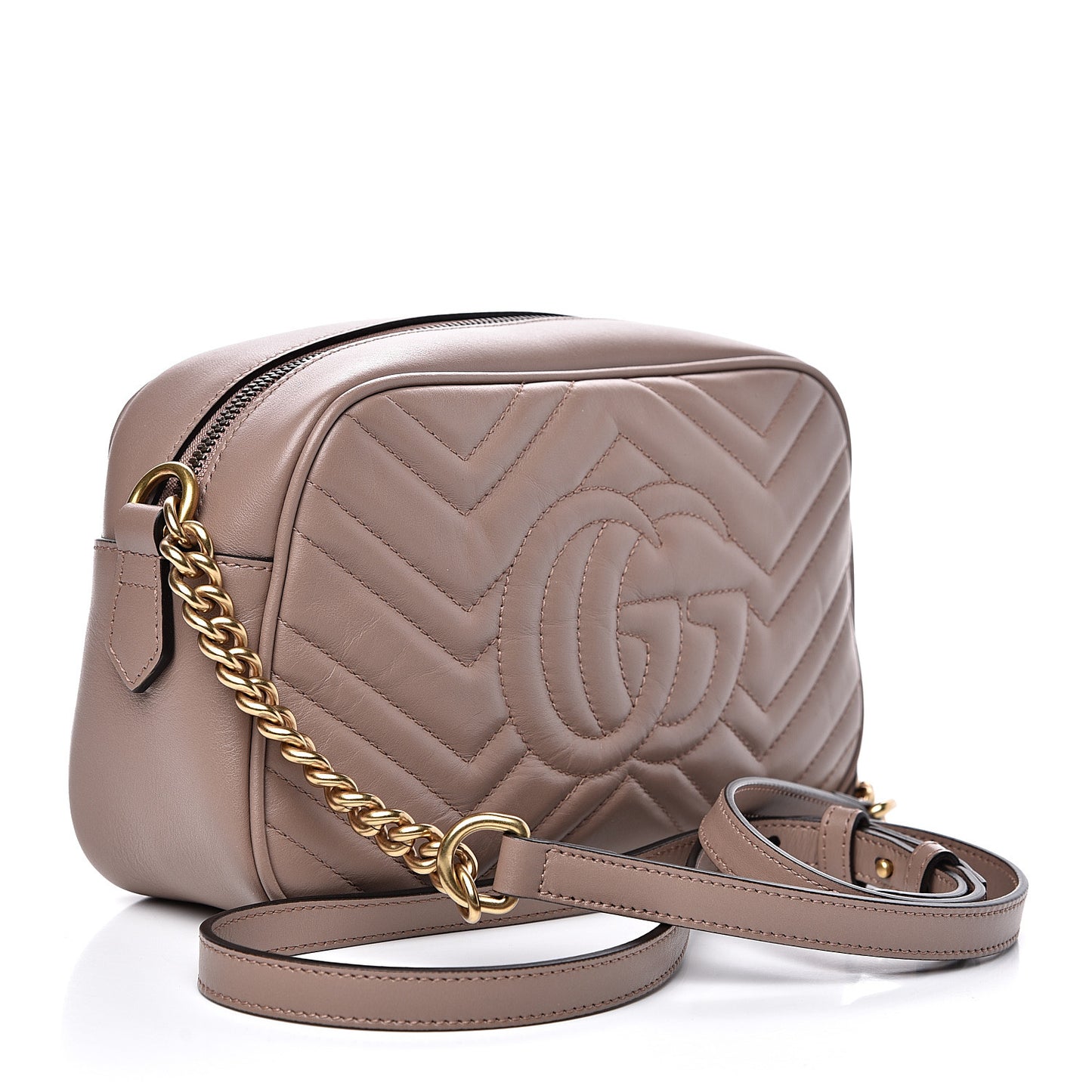 Calfskin Matelasse Small GG Marmont Chain Shoulder Bag Porcelain Rose