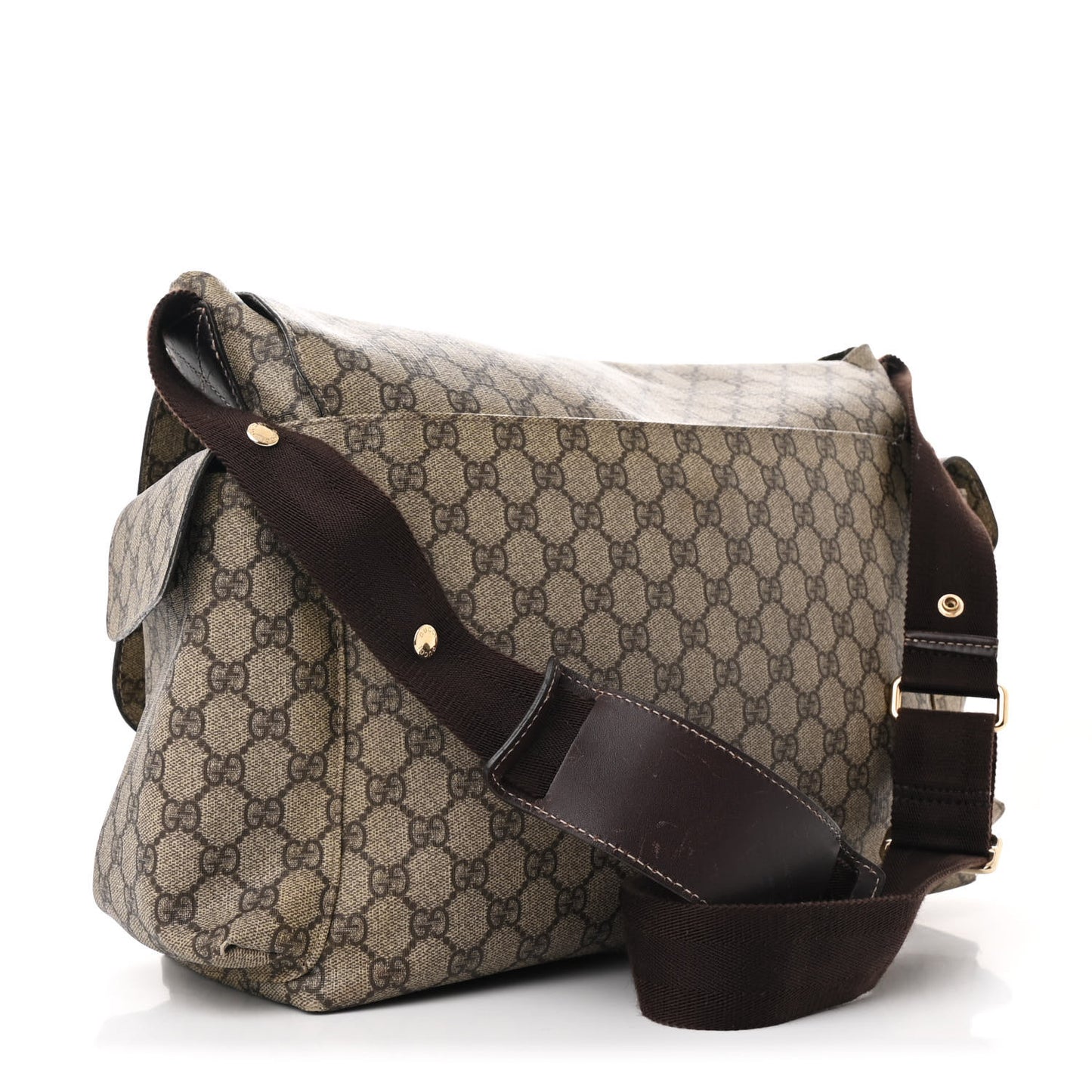 GG Plus Monogram Messenger Diaper Bag Dark Brown