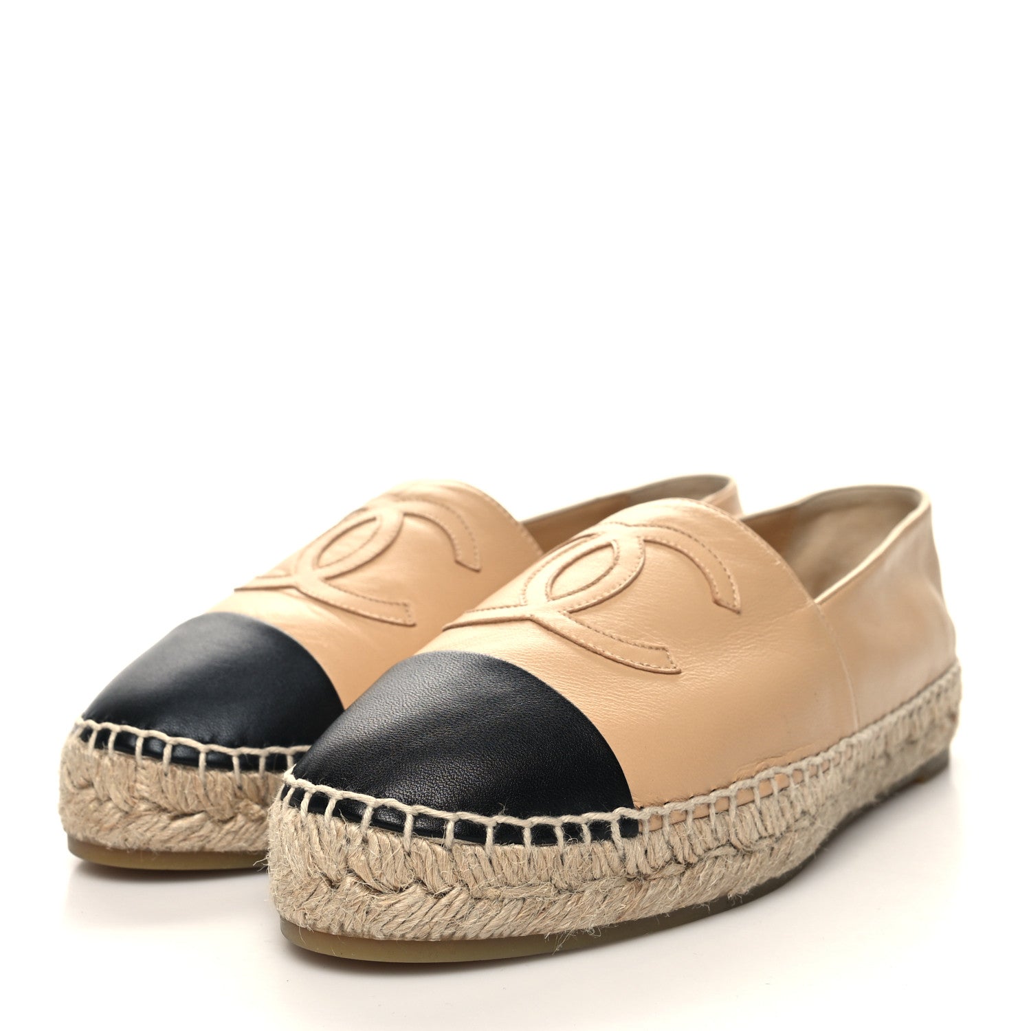 Chanel Lambskin CC Espadrilles 39 Beige Black 3 of 9