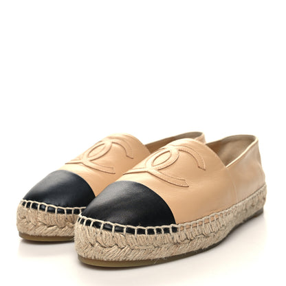 Chanel Lambskin CC Espadrilles 39 Beige Black 3 of 9