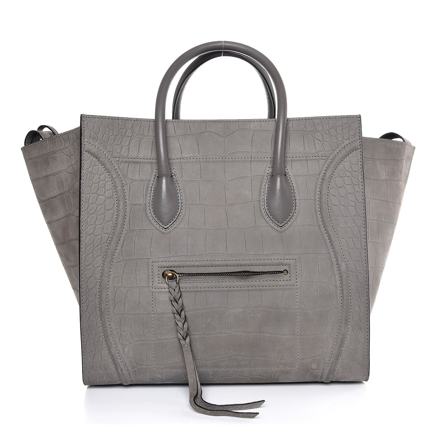 Celine Crocodile Embossed Nubuck Large Phantom Luggage Grey 1 of 7