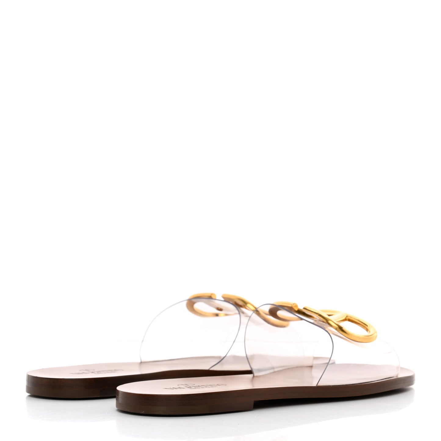 PVC Transparent Vlogo Flat Slide Sandals 37 Brown