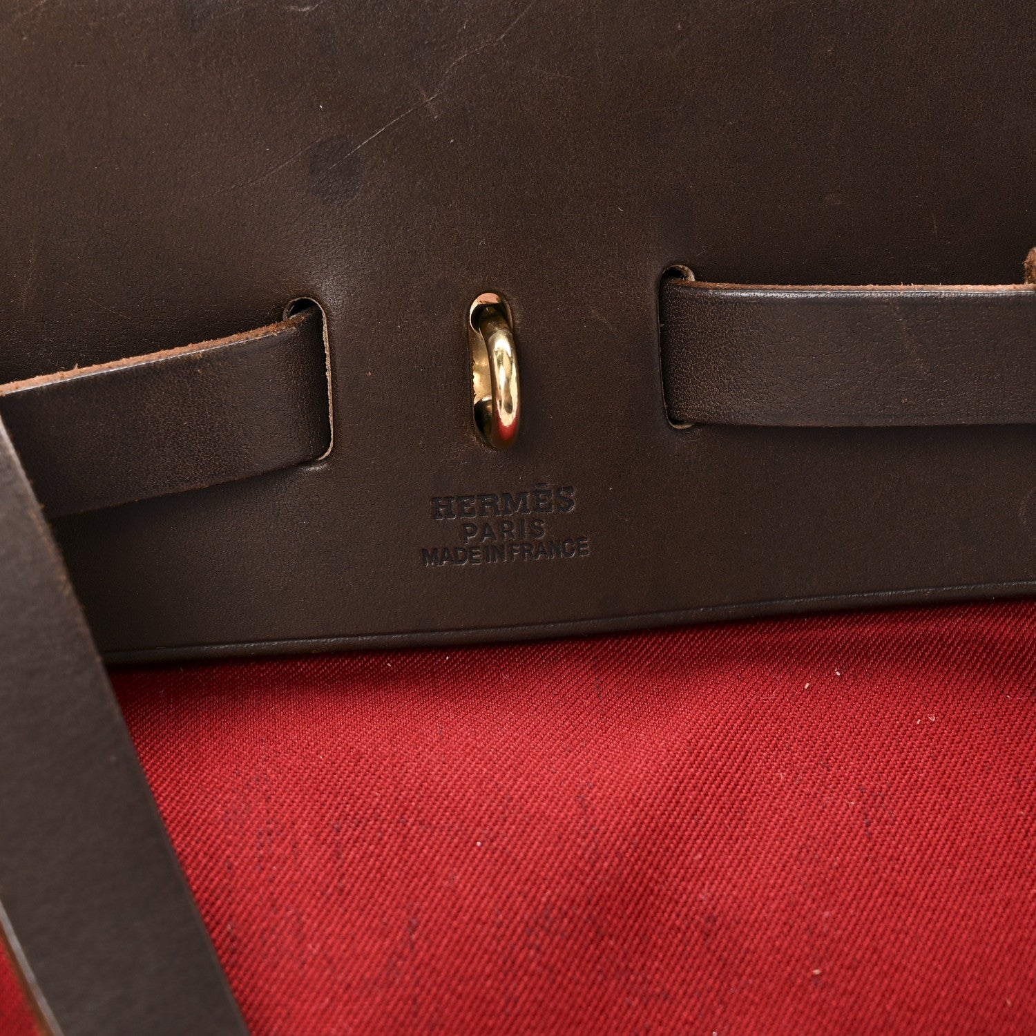 Hermes Toile Vache Calfskin Herbag 30 PM Backpack Orange Red 6 of 10