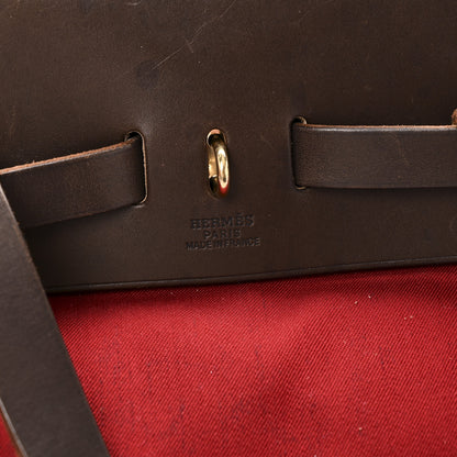 Hermes Toile Vache Calfskin Herbag 30 PM Backpack Orange Red 6 of 10