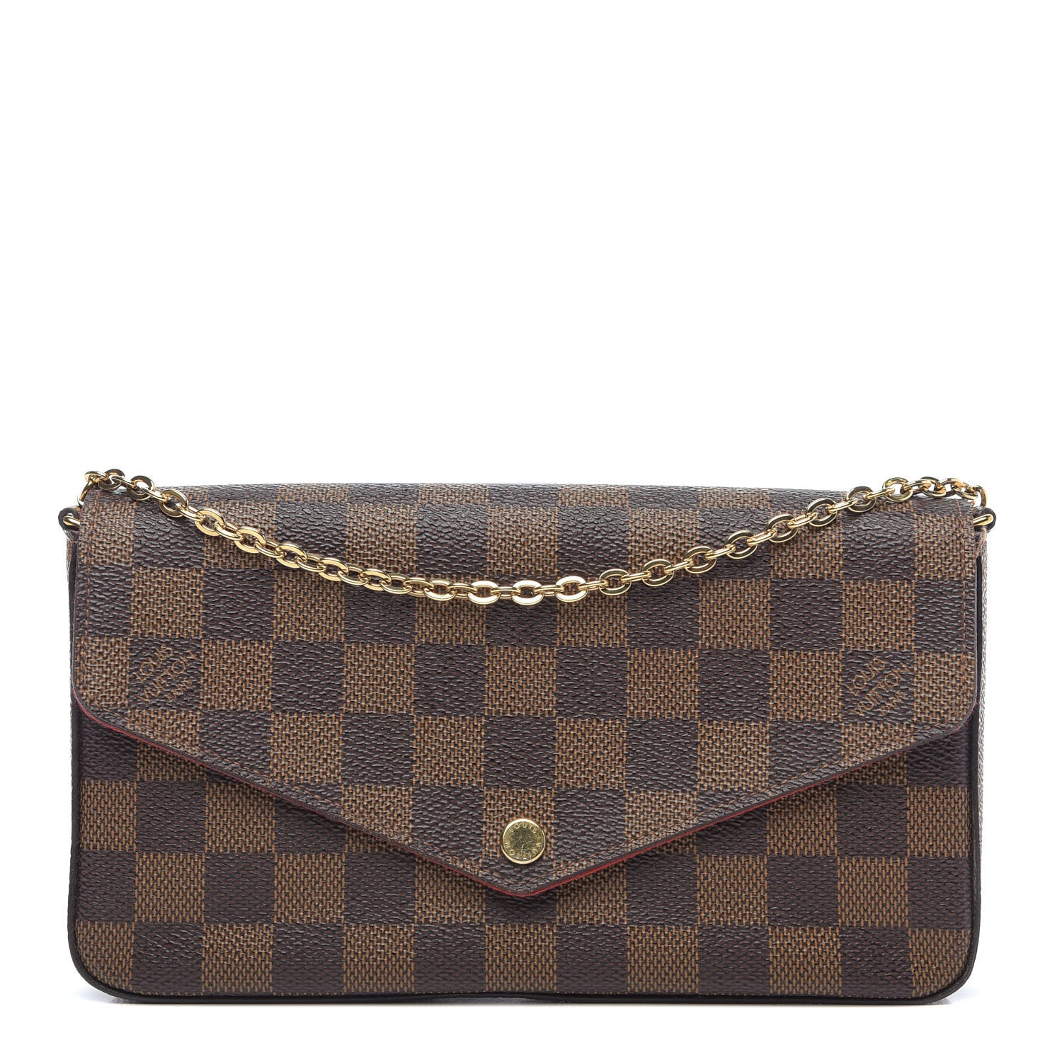 Louis Vuitton Damier Ebene Pochette Felicie Chain Wallet 1 of 14