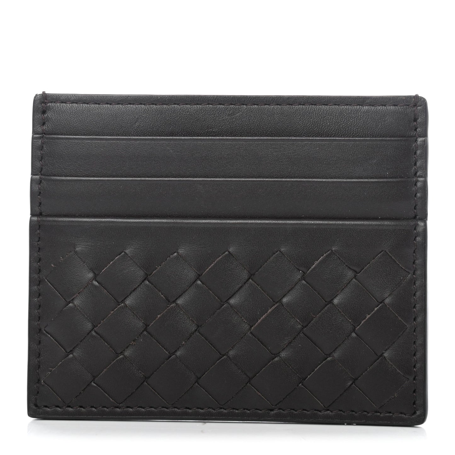 Nappa Intrecciato Card Holder Ebano