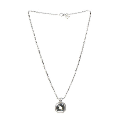 David Yurman Sterling Silver 14K Yellow Gold Diamond Prasiolite 11mm Albion Pendant Necklace 4 of 7