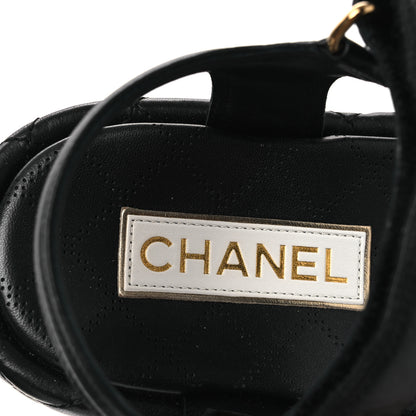 Chanel Lambskin Quilted Dad Sandals 39 Black 9 of 13