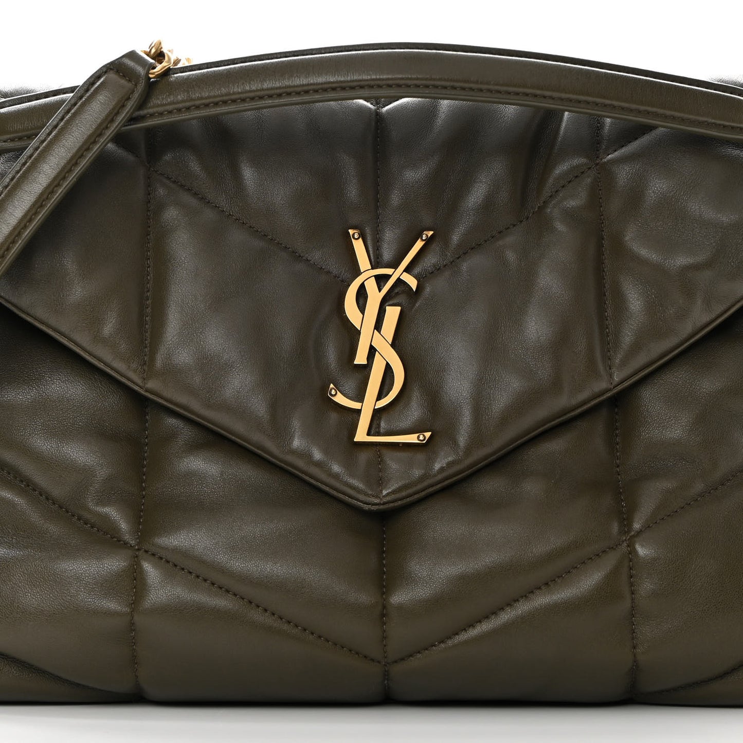 Lambskin Quilted Medium Loulou Puffer Monogram Chain Satchel Seaweed