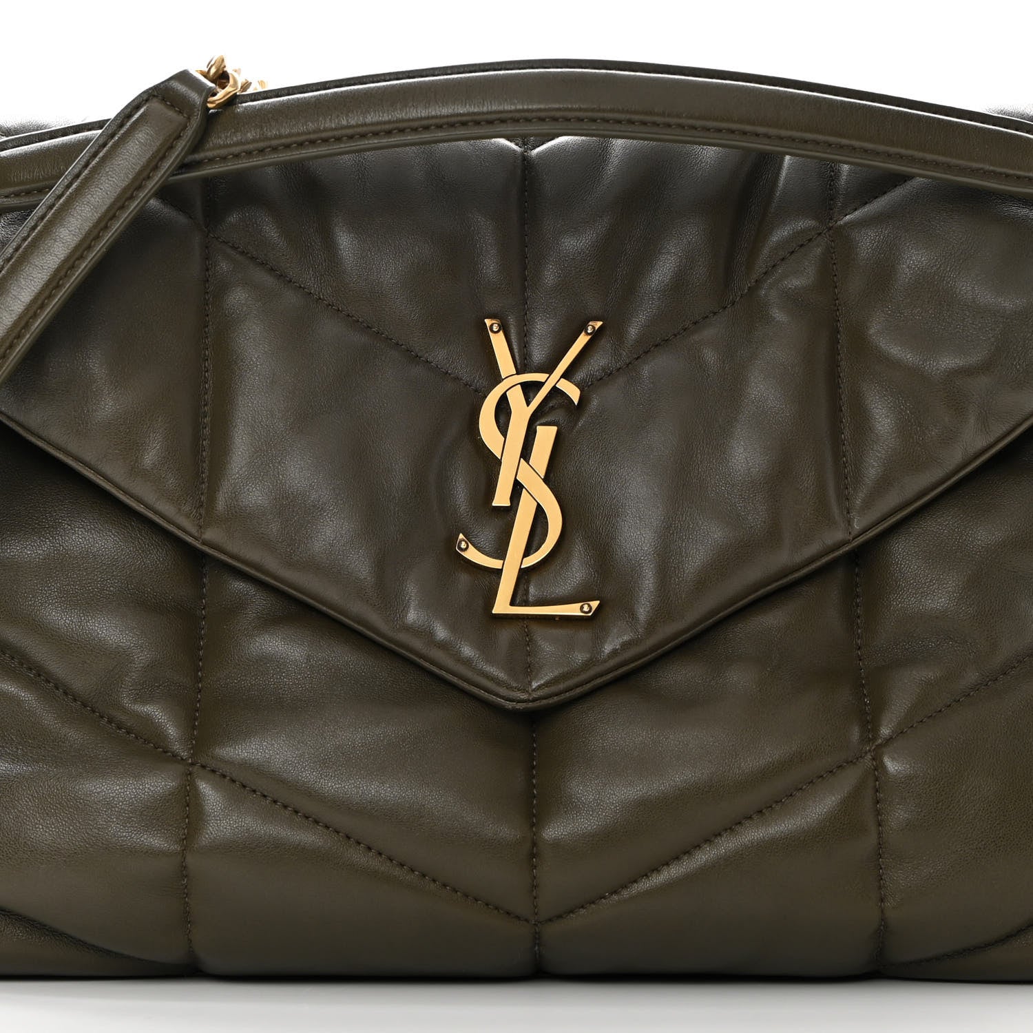 Saint Laurent Lambskin Quilted Medium Loulou Puffer Monogram Chain Satchel Seaweed 4 of 17