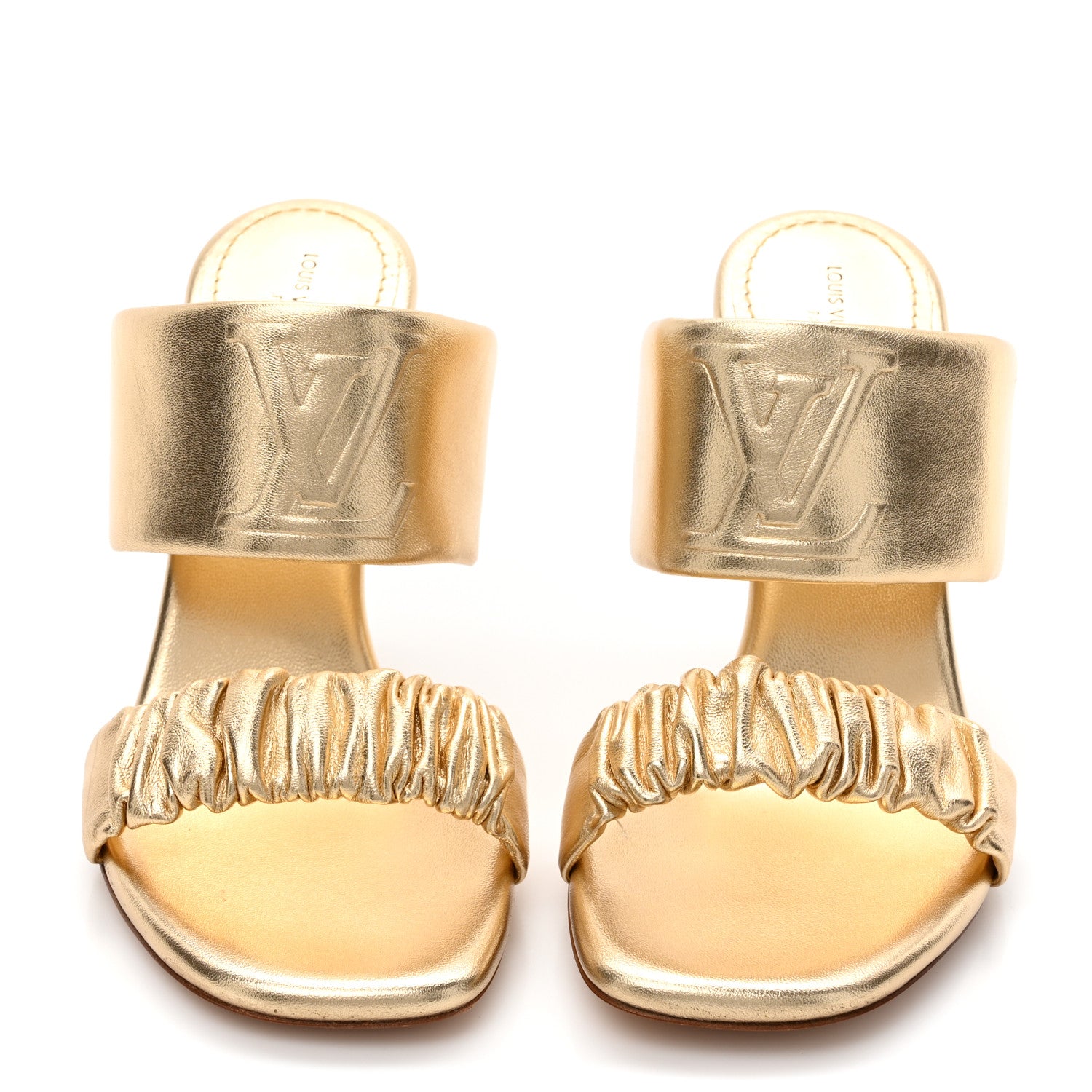 Louis Vuitton Metallic Lambskin Drapy Heel Mules 36 Gold 3 of 9