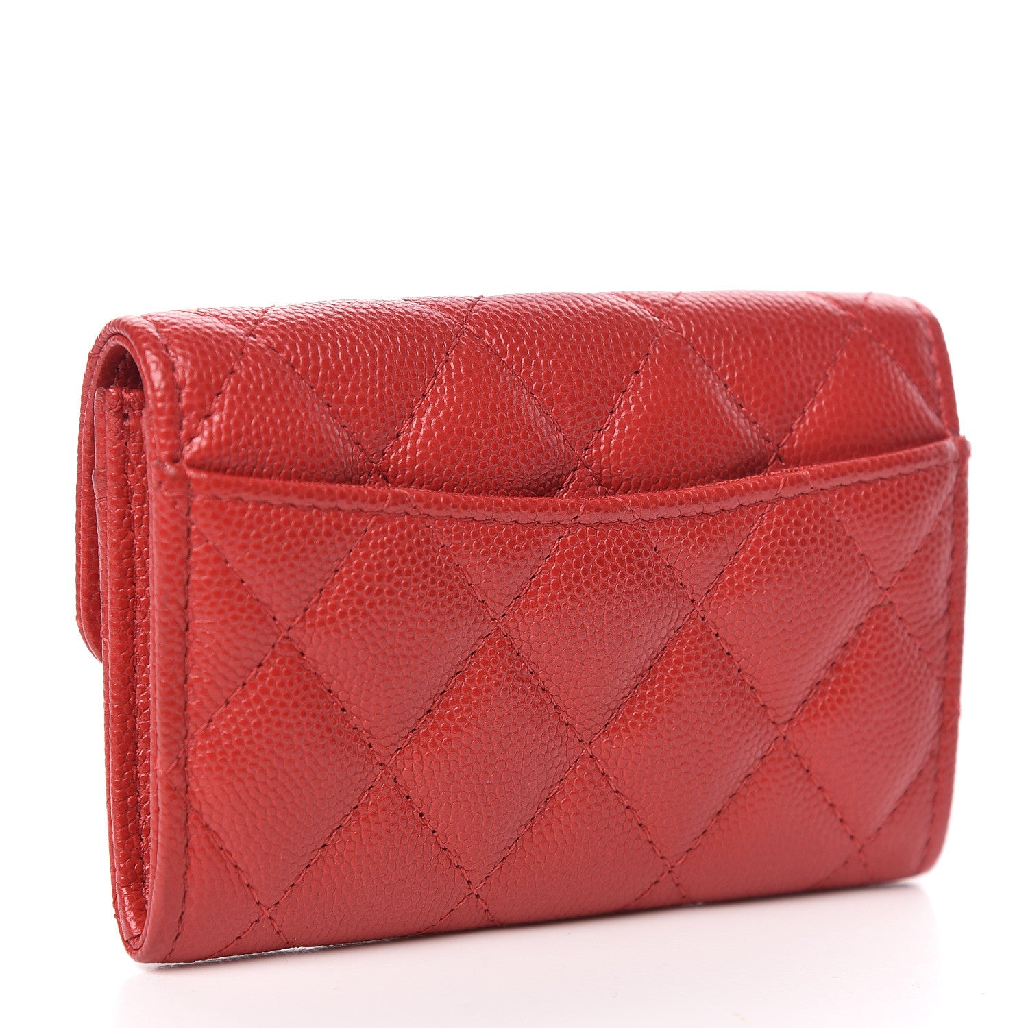 Chanel Caviar Quilted Flap Card Holder Wallet Red 3 of 9